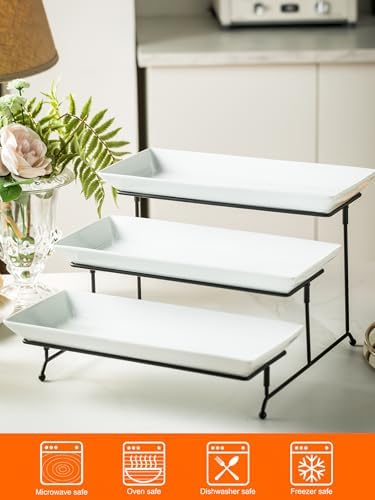 YHOSSEUN 3 Tier Serving Stand Tiered Tray Stand with 3 Porcelain