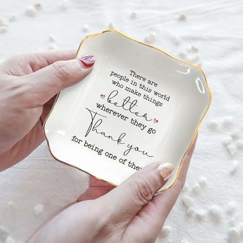 OASSIE Christmas Thank You Gifts for Women - 4x4 Ceramic Jewelry Dish