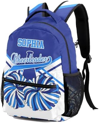 Cheer Cheerleader White Blue Personalized Backpack with Name
