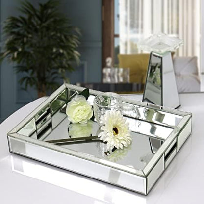 Rectangle Silver Mirror Decorative Tray Size 11” Length x 14” Width x