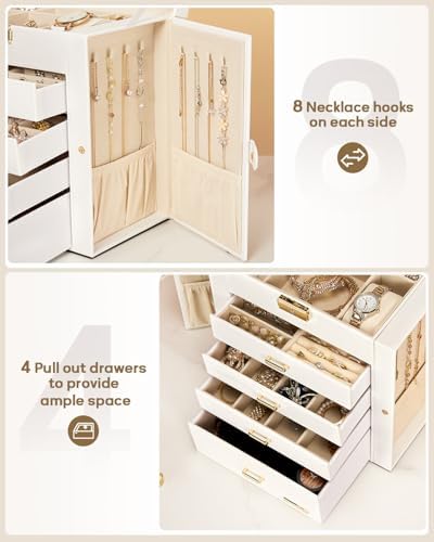 Homde Large Jewelry Box for Women: 5-Layer Organizer with Lock for