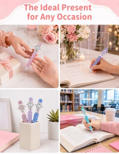 38Pcs Full Rhinestone Glitter Beadable Pens for Beads (AB Colored)