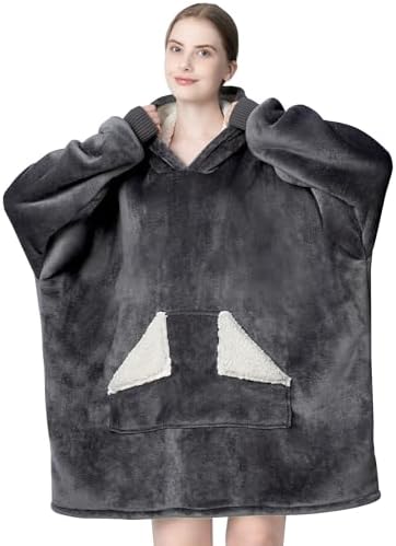 Touchat Wearable Blanket Hoodie, Oversized Sherpa Fleece Sweatshirt