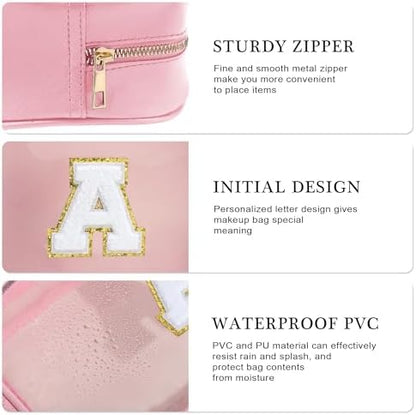 YOOLIFE Birthday Gift for Kid Girl Women Initial Travel Makeup Bags
