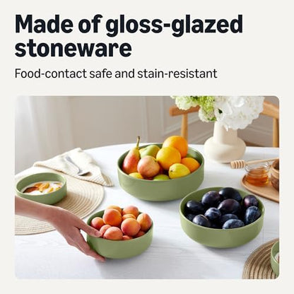 Amazon Basics Ceramic Serving Bowls Set Of 3, Glazed Stoneware