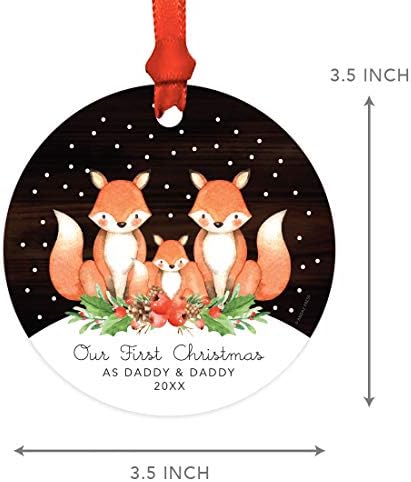 Andaz Press Custom Year Gay Couple Family Metal Christmas Ornament