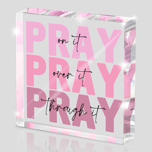 Pink Inspirational Decor Pray Over It Bible Verse Wall Art Christian