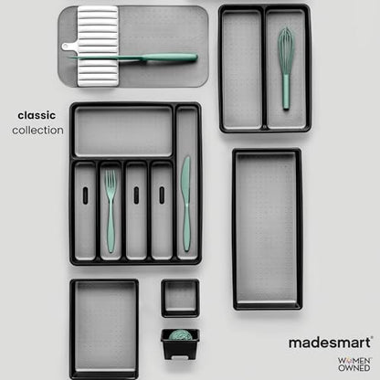 madesmart Classic 4 Compartment Drawer Organizer, Granite (Pack of 6)