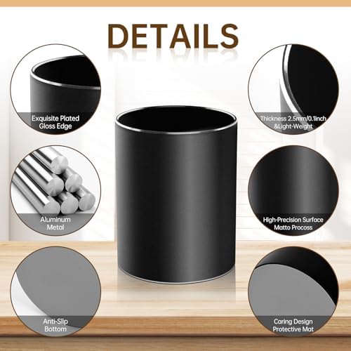 Leader Gifts,Metal Pen Holder Aluminum Pencil Holder for desk,Round