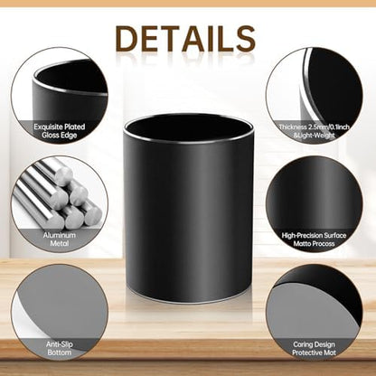 Leader Gifts,Metal Pen Holder Aluminum Pencil Holder for desk,Round