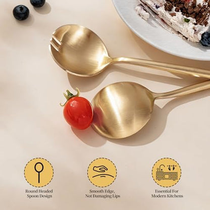 O.C.E. Salad Server,Premium Stainless Steel Spoon and Fork Set,10.3