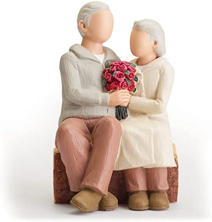 Rose Couple Home Decor Figurine, Romantic Loving Sculpted Hand Painted