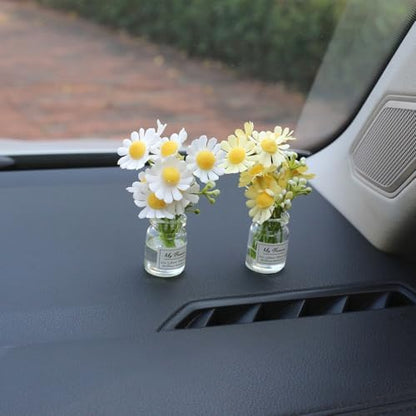 Daisy Flower Car Accessories for Women Interior Aesthetic, 3 Pcs Daisy