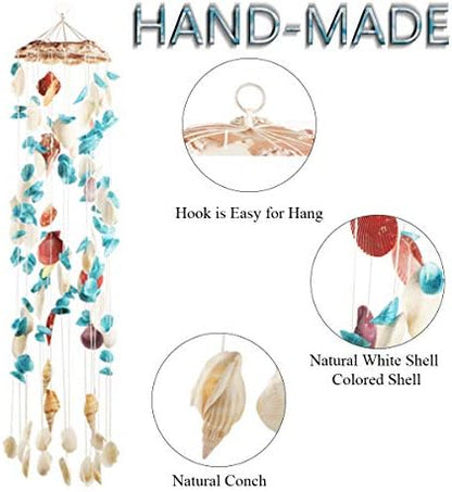 Jangostor Seashell Wind Chimes Multi Color Handmade Wind Chimes, for