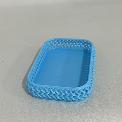 Multifunctional Decorative Storage Tray, Rattan Textured Organizer