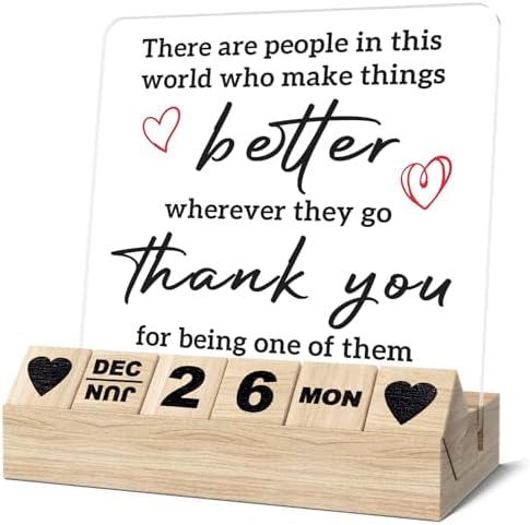 Thank You Gifts for Woman Man-Wooden Block Calendar Acrylic