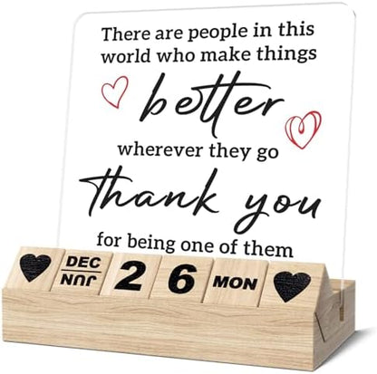 Thank You Gifts for Woman Man-Wooden Block Calendar Acrylic