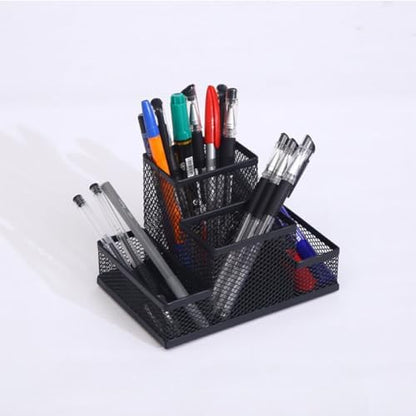 Desk Organizer Desktop Mesh Pen Pencil Holder Caddy with 4