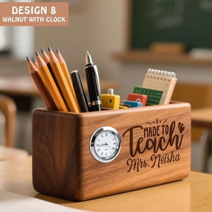 Personalized Teacher Gift Ideas, Custom Engraved Name Solid Wood Pen