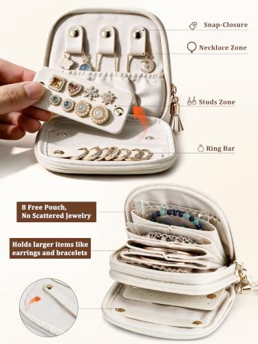 Travel Jewelry Case, 2-Layer Small Jewelry Bag, Organizer Pouch