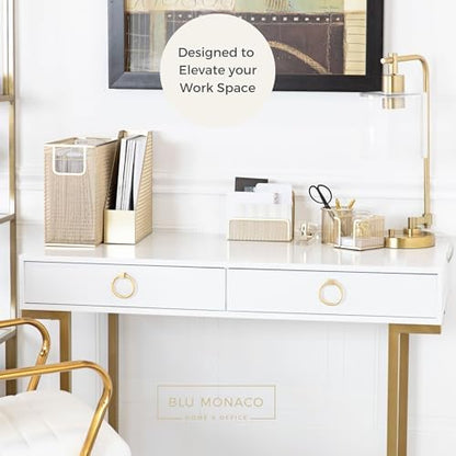 BLU MONACO | Gold Desk File Folder Organizer Set | Desktop Hanging