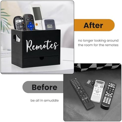 Remote Control Holder, Wooden TV Controller Holder, Desk Organizer