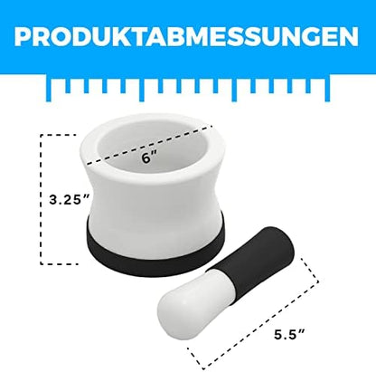 Porcelain Mortar and Pestle Set with Silicone Base by Cooler Kitchen