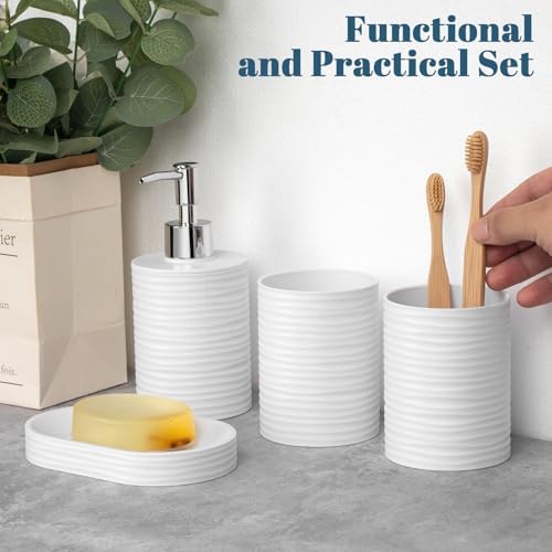 Plastic Bathroom Accessories Set 4Pcs, White Bathroom Accessory Set