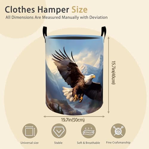 Flying Bald Eagle Laundry Basket Hamper for Boys Girls Kids Adults