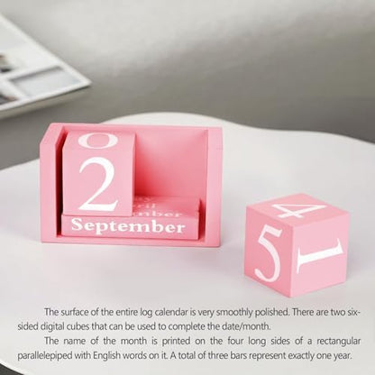 Notakia Pink Decor Wooden Desk Blocks Calendar Perpetual Block Cute