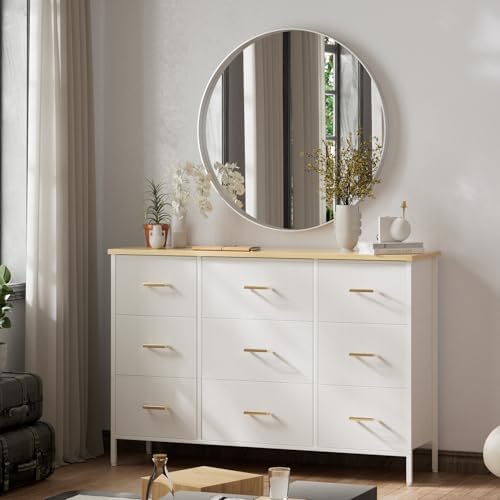 VASICAR Wide TV Stand Modern TV Console, 9 Drawers Dresser for Bedroom