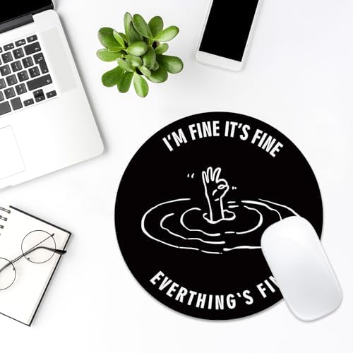 Round Mouse Pad 8x8in Non-Slip Rubber Base for Desk, OK Hand