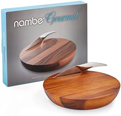 nambe Harmony Cheese Board with Knife | Made of Acacia Wood and