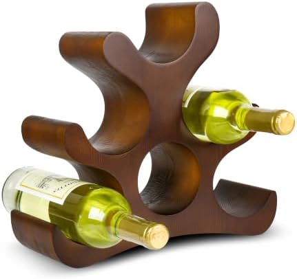 Countertop Wine Rack - 6 Bottle Wooden Wine Rack - Freestanding Wine