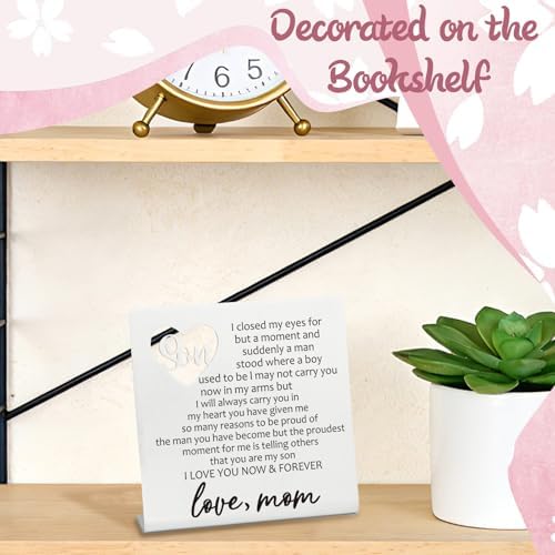 Son Gift From Mom, Desk Decorative Sign Birthday Gift for Son, Thank