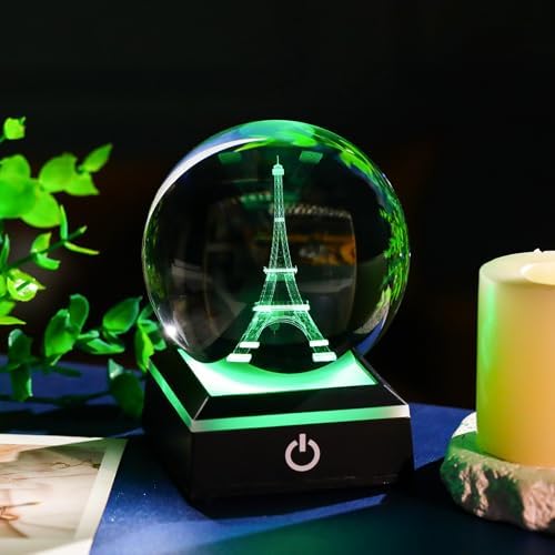 3D Crystal Ball Paris Eiffel Tower Snow Globe Decor Gifts for Women