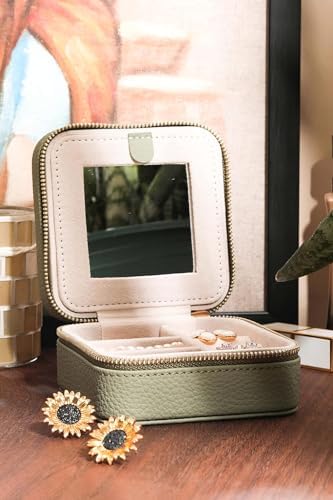 S.Leaf Initial Travel Jewelry Case - Portable Jewelry Box for Women