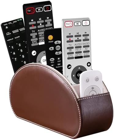 Remote Control Holders Organizer Box with 5 Compartment PU Leather