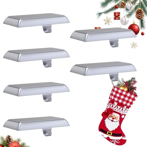 GloTika Christmas Stocking Holders for Mantle Set of 6, Heavy Duty