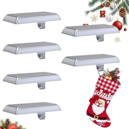 GloTika Christmas Stocking Holders for Mantle Set of 6, Heavy Duty
