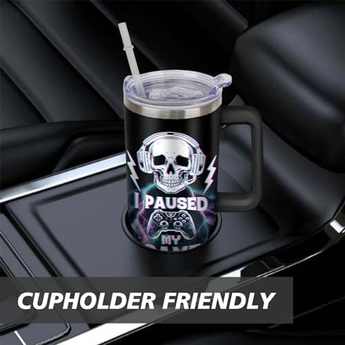 Game Tumbler with Lid and Straw, 40oz Gamer Water Bottle Cup with
