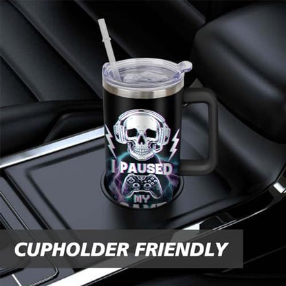 Game Tumbler with Lid and Straw, 40oz Gamer Water Bottle Cup with