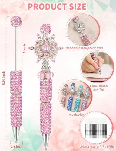 38Pcs Full Rhinestone Glitter Beadable Pens for Beads (AB Colored)