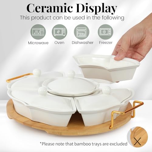 PLAPITATE Party Serving Trays and Platters, Ceramic Lazy Susan Serving
