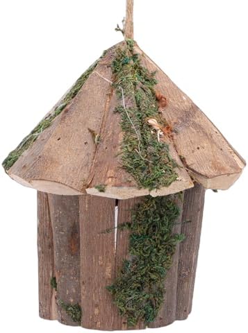 Cedar Birdhouse with Rope Hanging for Garden Decor