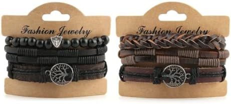 HZMAN Genuine Leather Tree of life Bracelets for Men Women