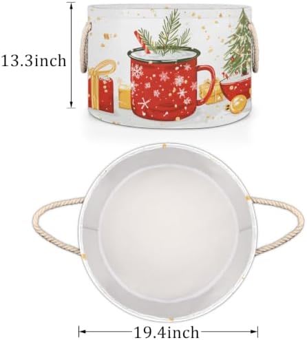 Christmas Tree Mug Gift Large Round Storage Basket, Collapsible