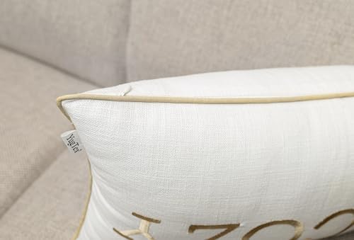 Get Cozy Embroidered 12x20 Lumbar Pillow Cover, Ivory