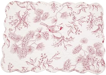 Cardinal & Winter Branches Vintage 100% Cotton Set of 6 Placemats 13"