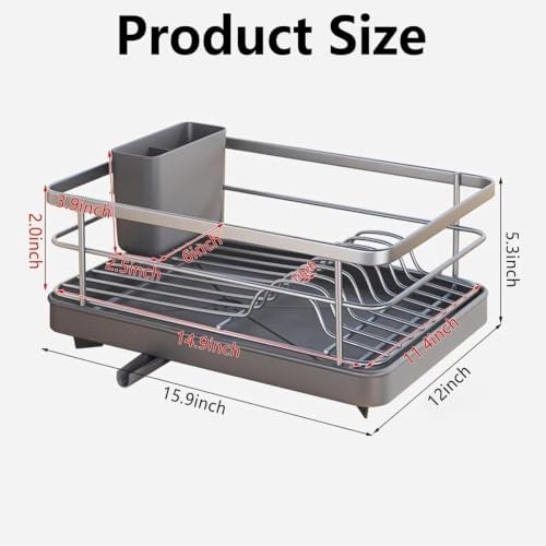 Dish Drying Rack for Kitchen Counter, Carbon Steel Sink Organizer with